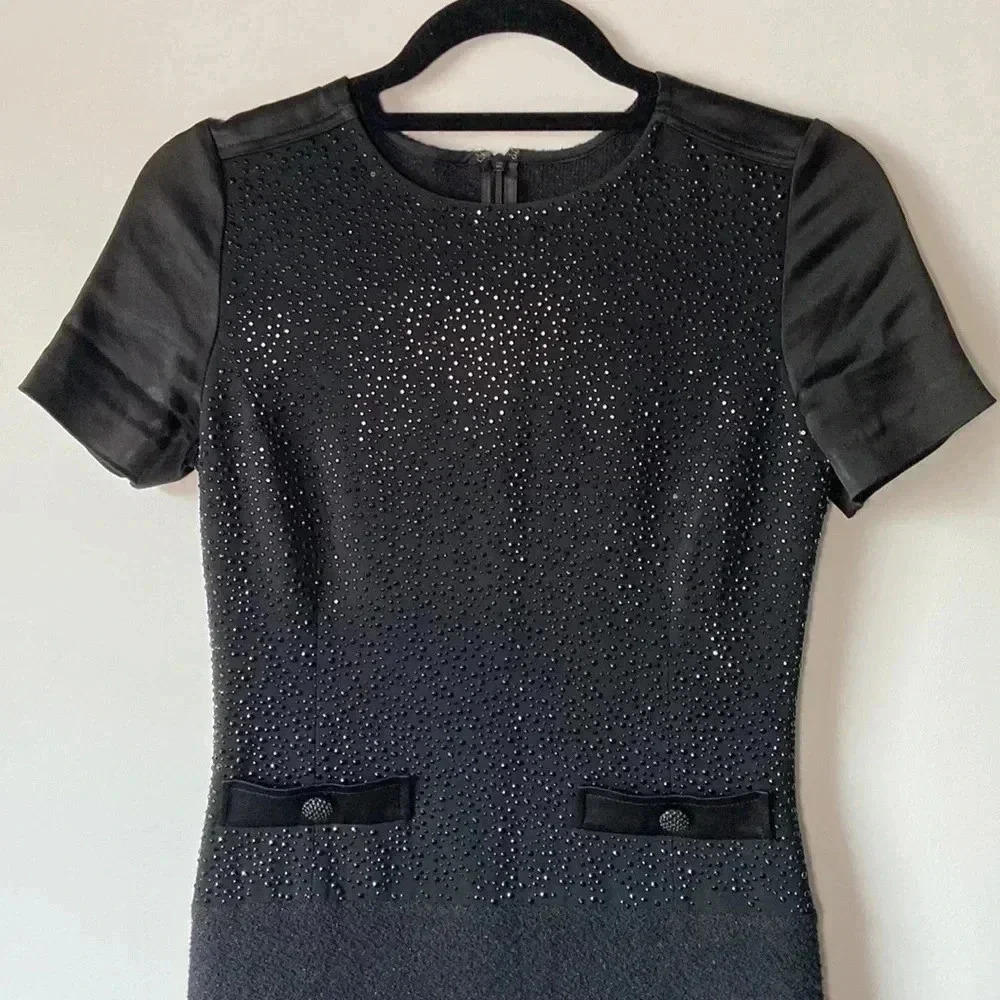 St John | Wool Blend Short Sleeve  Dress